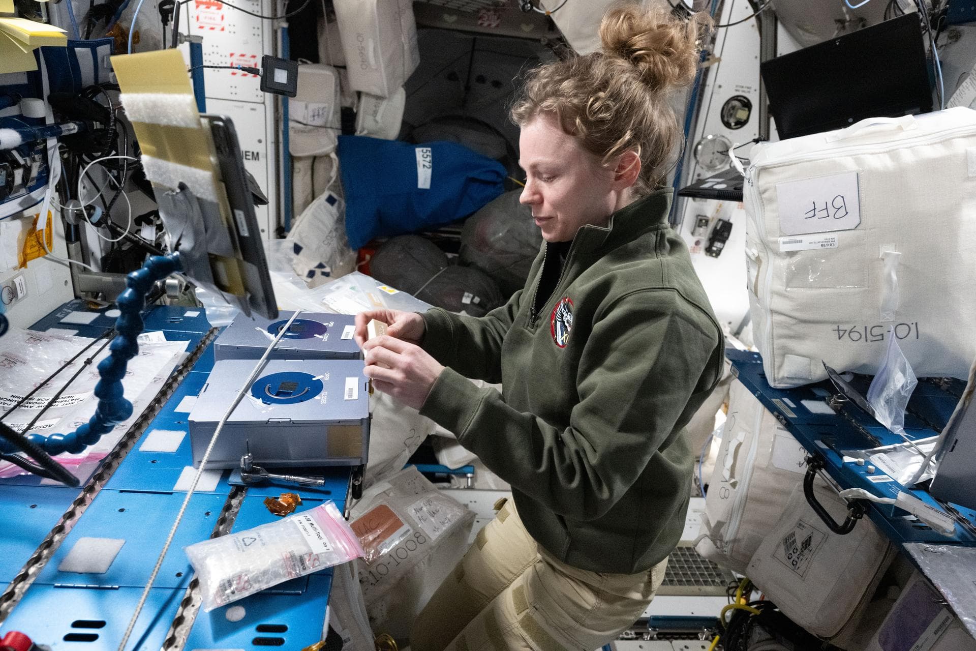 Expedition 74 Works Research Gear, Soyuz Training as NASA Adjusts Crew-12 Launch Date