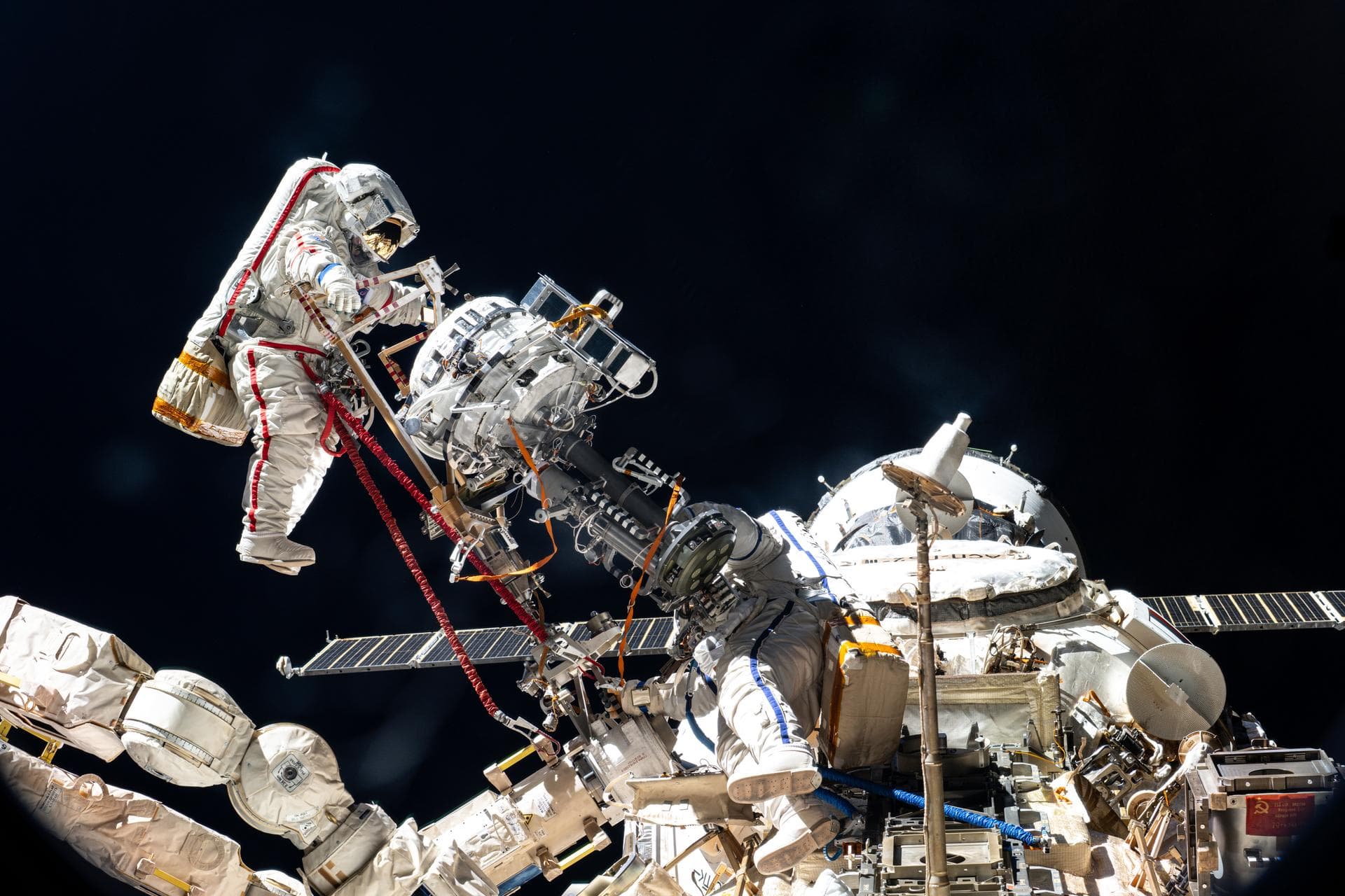 Cosmonauts Begin Spacewalk for Scientific Hardware Work
