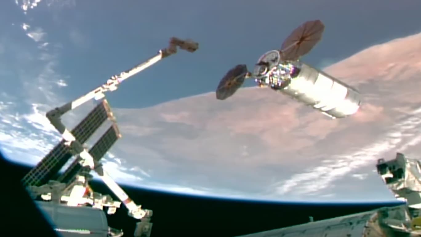 Cygnus XL Cargo Craft Captured by Station Robotic Arm