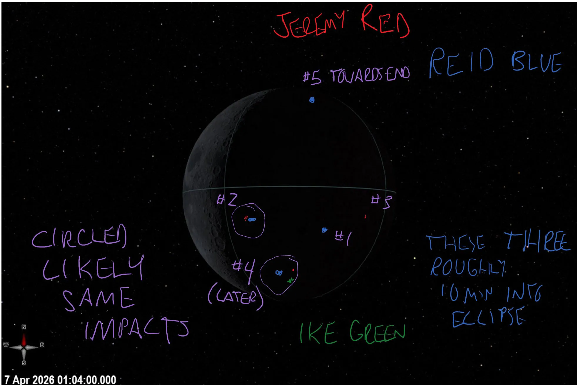 Artemis II Crew Moon Photo Annotations